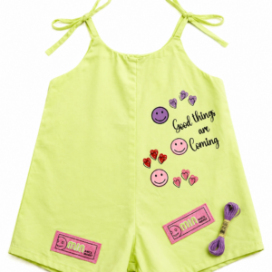 Alternative view of Girls Lime Green Tie-Up Strap Romper