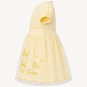 Alternative view of Adorable Yellow Bunny Embroidered Party Dress for Girls