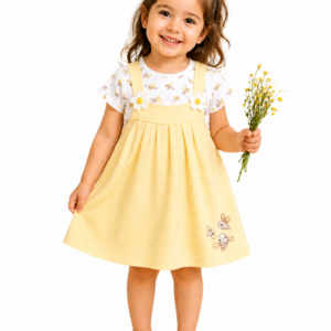 Alternative view of Sunny Bee Print Pinafore Dress Set for Baby Girls