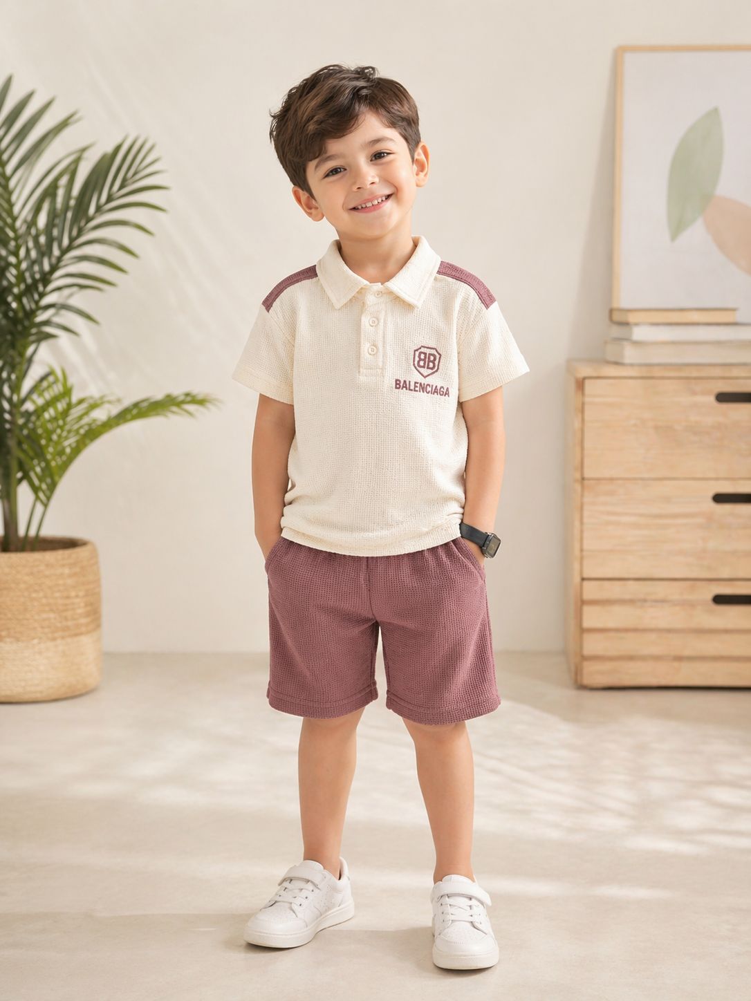 Boys Stylish Polo T-Shirt & Shorts Set