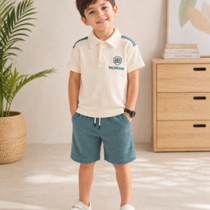 Premium Boys' Two-Piece Polo & Shorts Set