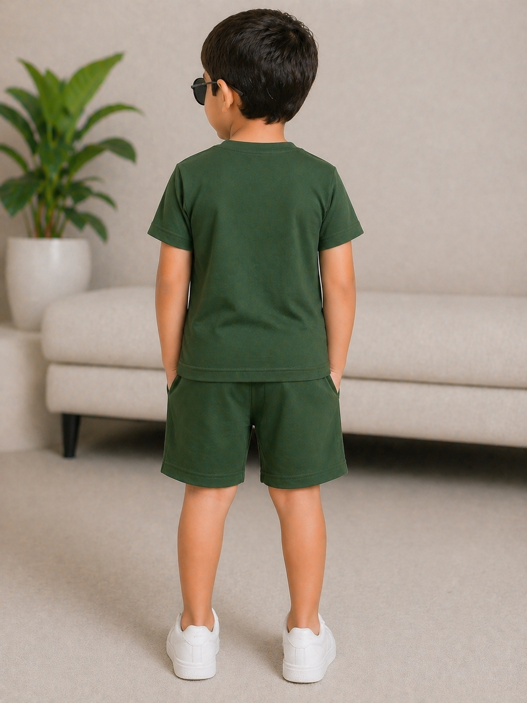 Stylish Boys Green Co-Ord Set – Graphic Printed T-Shirt with Matching Shorts - Image 4