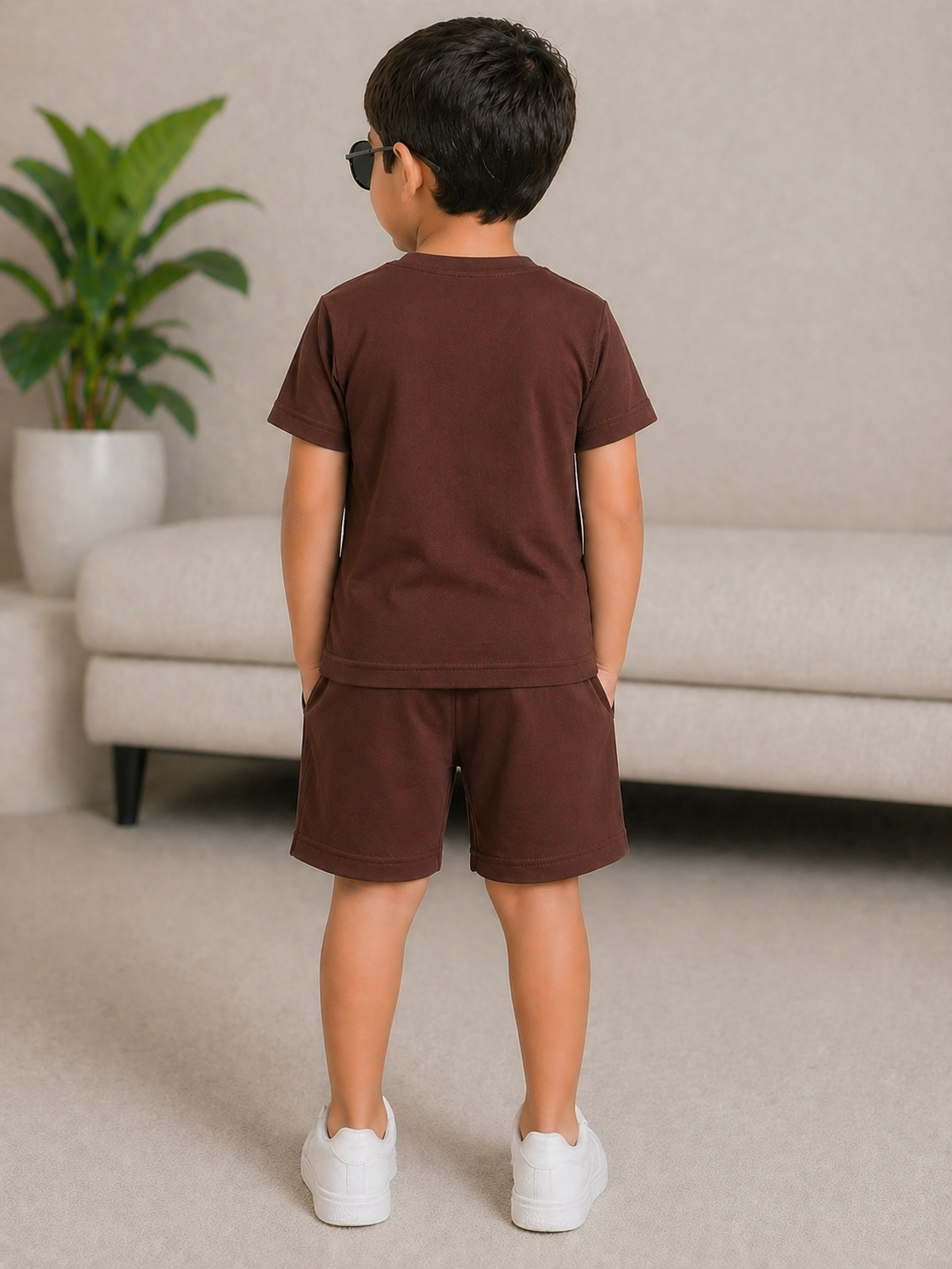 Stylish Boys Maroon Co-Ord Set – Graphic Printed T-Shirt with Matching Shorts - Image 3
