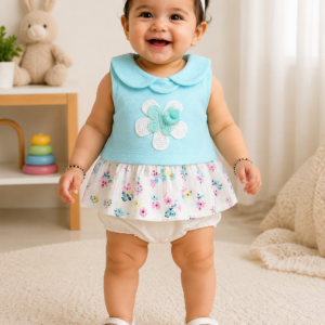 Alternative view of Cute Floral Baby Girl Top & Bloomer Set – Soft Sleeveless Summer Outfit
